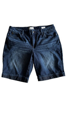 Code Bleu Womens Soleil Curvy Bermuda Shorts Size 12 Blue Denim Stretch Zipper